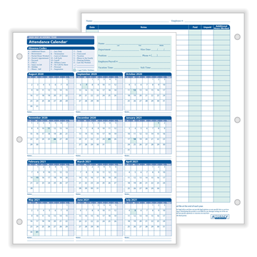 ComplyRight™ 2020-2021 Academic Attendance Calendar, Attendance Calendars, 8 1/2" x 11", Pack Of 50