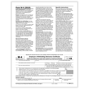 ComplyRight™ W-4 Employee's Withholding Allowance Form, Hiring Tools, 1-Part, Laser Cut Sheet, Pack of 50