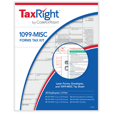 TaxRight™ 1099-MISC 4-Part Kit with Self-Seal Envelopes (50 Recipients)
