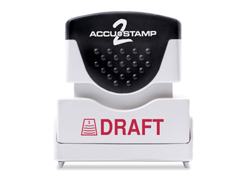 ACCU-STAMP2 Message Stamp with Shutter, 1-Color, DRAFT, 1-5/8" x 1/2" Impression, Pre-Ink, Red Ink