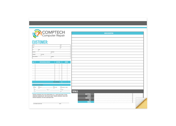 Custom Create Your Own Business Form - Front, Carbonless Business Forms, 11" x 8-1/2", Horizontal, 2-Part with Easy Tear-Out