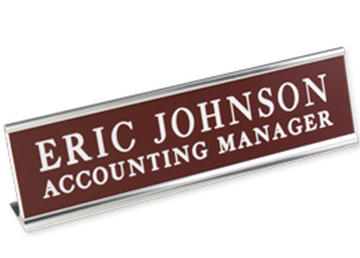Engraved Sign with Metal Desk Holder, 2" x 10"
