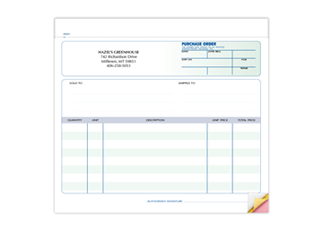 Custom Purchase Order Forms, Carbonless Business Forms, Ruled, 8-1/2” x 7”, 3-Part with Easy Tear-Out Pages