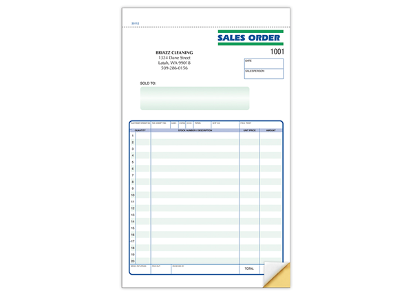 Custom Business Order Form, Carbonless Business Forms, Ruled, 5-1/2” x 8-1/2”, 2-Part with Easy Tear-Out Pages