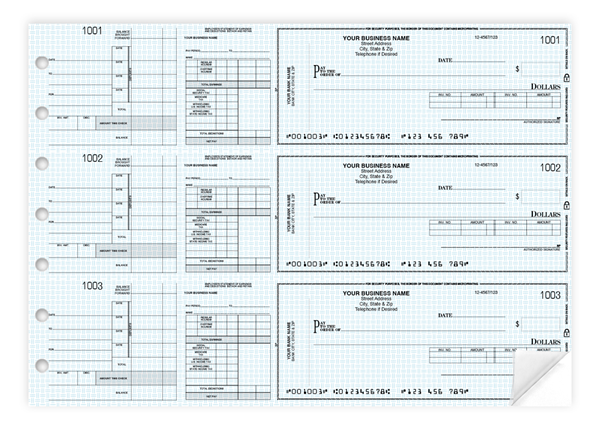 Custom Secure Manual Checks, Business Checks, 13" x 9-3/16", 3-to-a-Page, 2-Part