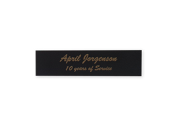 Engraved Black Metal Plate || Custom Indoor Signs || Horizontal, 3" x 3/4", Gold Imprint