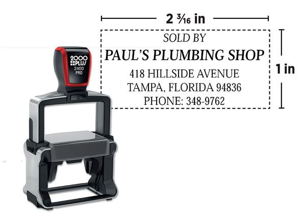 2000 Plus® Pro 2400 Heavy Duty Stamp || Custom Self-Inking Stamps || 1" x 2 3/16" Impression