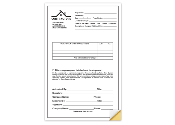 Custom Full Color Business Form - Front, Carbonless Business Forms, 5-1/2" x 8-1/2", Vertical, 2-Part with Easy Tear-Out Page