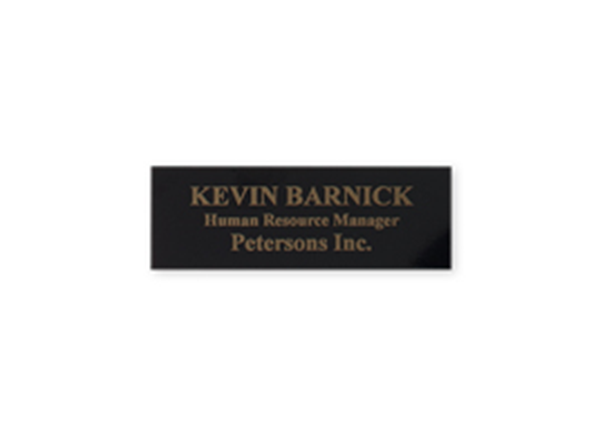 Engraved Black Metal Plate || Custom Indoor Signs || Horizontal, 2 1/2" x 7/8", Gold Imprint