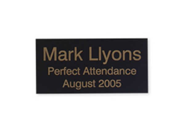 Engraved Black Metal Plate || Custom Indoor Signs || Horizontal, 3" x 1 1/2", Gold Imprint