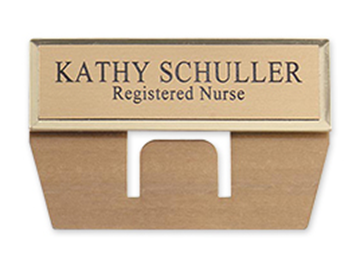 Engraved Metallic Name Badge || Custom Badges || Gold, 3" x 1", Pocket